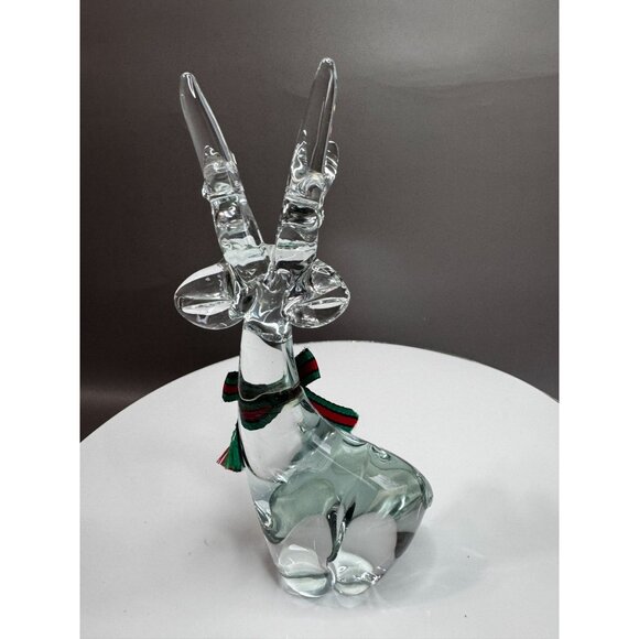 Enesco Crystal Clear Art Glass Reindeer Figurine 7 Inch Holiday Decor Accent - Picture 5 of 9